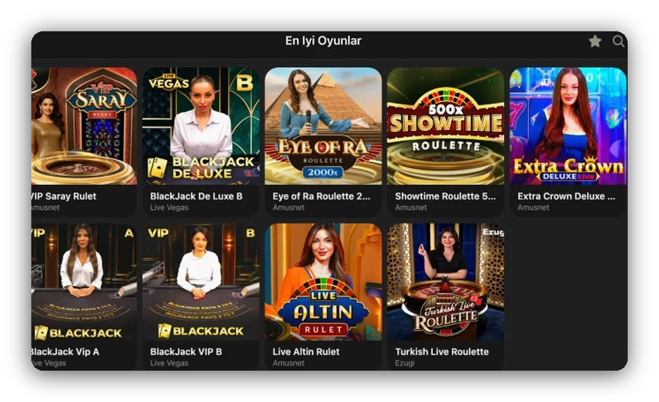 Izgara: VIP Saray Rulet, Showtime Roulette ve Eye of Ra kutuları